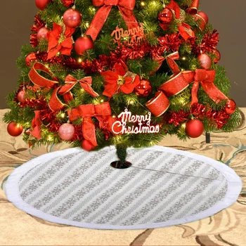 

Christmas Knitted Tree Skirt Round Carpet Festive Christmas Decorations for Home Floor Mat New Year Decoration