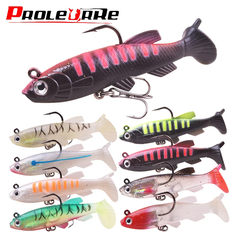 4Pcs Soft Fishing Lure Kit High Quality Bait Set 75mm 11.5g Artificial Silicone Bass Baits With Treble Hooks Fishing Tackle
