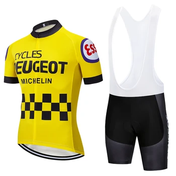 

2020 new Yellow peuget PRO Cycling jersey 20D PAD bike shorts sets men Ropa Ciclismo Maillot Culotte bicycling top bottoms suit