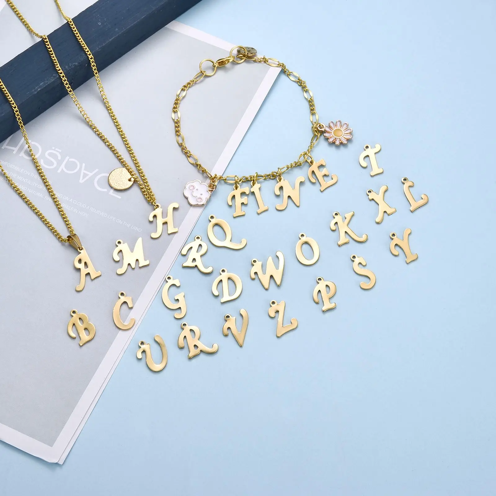 U to Z Letter Pendant Nekclace