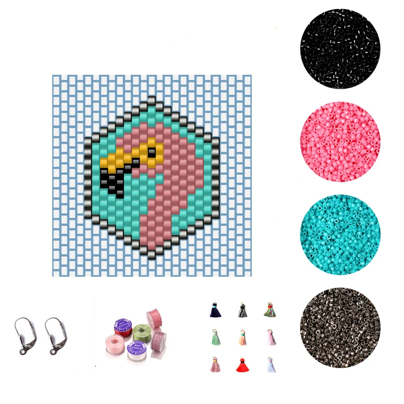 

FAIRYWOO Flamingo Earring Accessories Miyuki DIY Jewelry Making Kit For Girls Handmade Animals Drop Earrings New Arrival Gifts