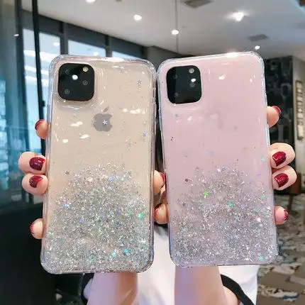 Чехол для iPhone 11 6 1 дюйма жидкий сыпучий песок украшение Блестящий прозрачный