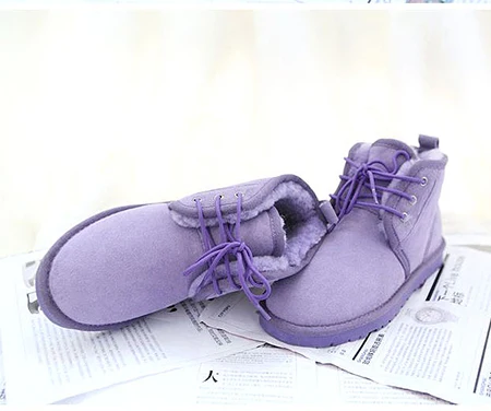 Purple Дизайн; женские зимние ботинки из натуральной овечьей кожи; зимние ботильоны с натуральным мехом; теплые шерстяные женские зимние ботинки - Цвет: Purple