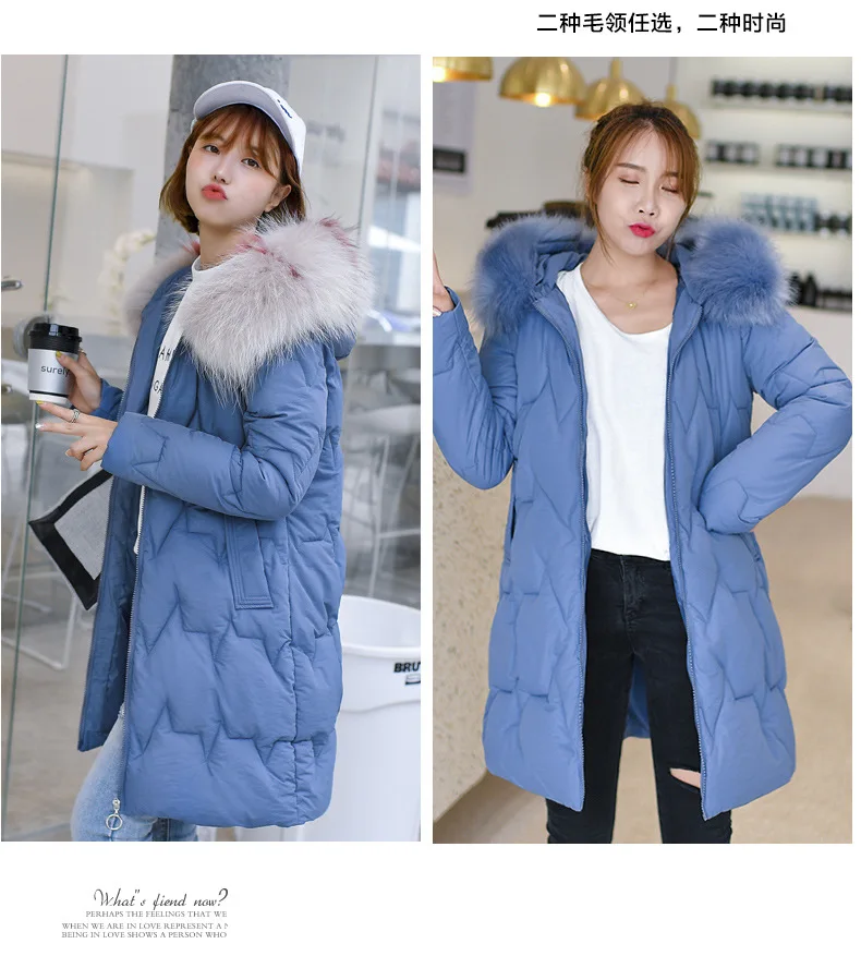 Down parka cultivate morality joker thickening heavy hair brought down cotton-padded jacket female warm coat