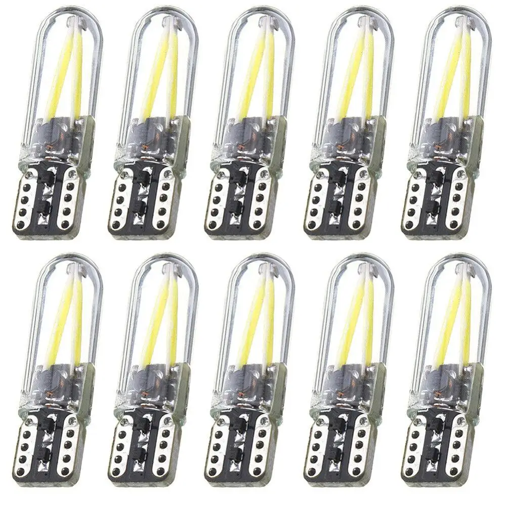 Цвет: желтый 10x T10 194 168 W5W COB светодиоды с Canbus Авто-Стайлинг белые лампы для Габаритные огни яркая кварцевая Стекло лицензии светильник белые лампы - Цвет: Цвет: желтый