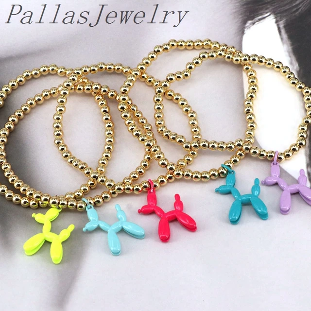 Bracelets de perles asymétriques pour femmes, bracelet de chien ballon rose,  bracelet de perles irrigation arc-en-ciel, main de dessin animé de chiot,  bijoux Boho JOY2K, 2022 - AliExpress