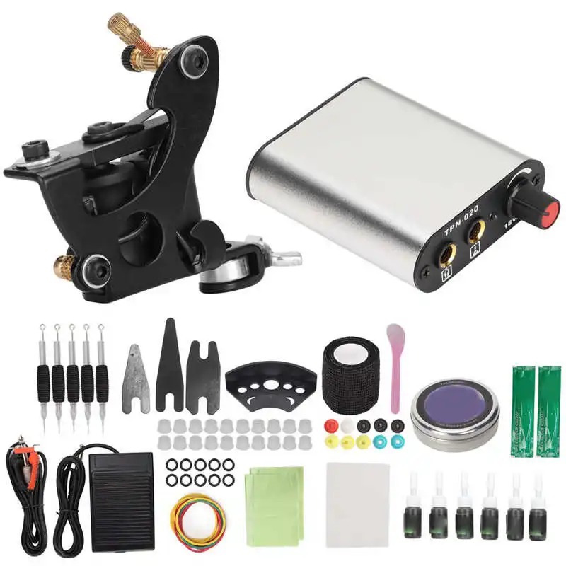 Tattoo Power Supply Kit Powerful Motor 90‑265V Stainless Steel Plug 8 Wraps Coil Machine 0‑18V Adjustable for | Красота и