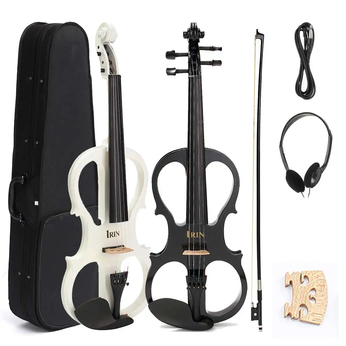 

New Arrival Musical Instruments 4/4 Maple Electric Violin Silent Wood Full Size with Ebony Fittings Cable Headphone & Case Hot