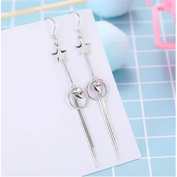 

925 sterling silver long star Earrings For Women Korean Fashion jewelry 2020 Silver Gold Earring pendientes plata de ley 925