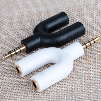 

U Shape 1 Male to 2 Female3.5mm Stereo Splitter Audio Earphone Headset + Microphone Adapter for PC IPhone Smartphone Pad