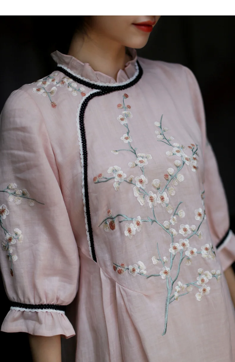 ROJAY, новинка, китайский стиль, женское платье Cheongsam, современное платье, винтажное, с вышивкой, молодое, милое платье