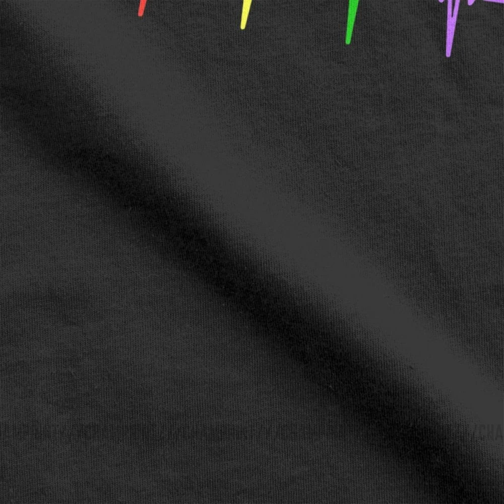 Мужские футболки Rainbow Pulse Hearbeat винтажные хлопковые с короткими рукавами и круглым
