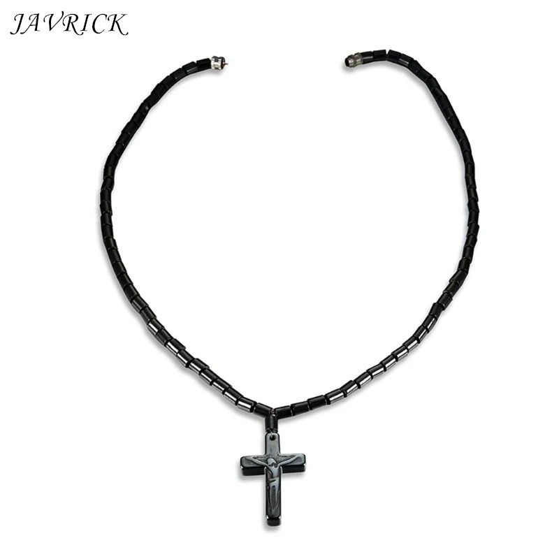 

Black Hematite Magnetic Therapy Cross Pendant Necklace Neck Pain Relief Jewelry