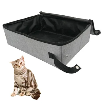 

Home Portable Cat Litter Box Waterproof Folding With Cover Soft Outdoor Camping Easy Clean Toilet Bathroom Cleaning Oxford Cloth