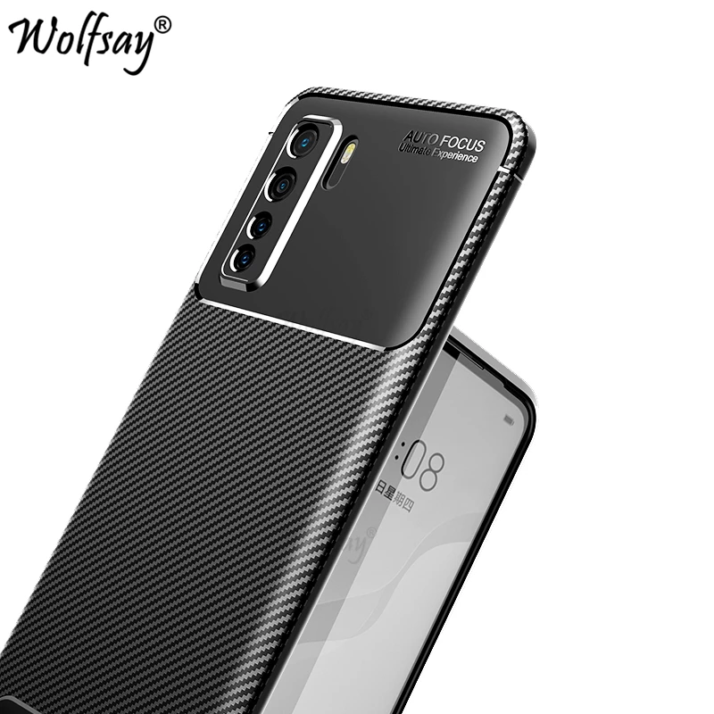For Huawei Nova 7 SE Case Anti-Knock Soft Silicone Carbon Fiber Cover Phone 7SE Shell | Мобильные телефоны и аксессуары