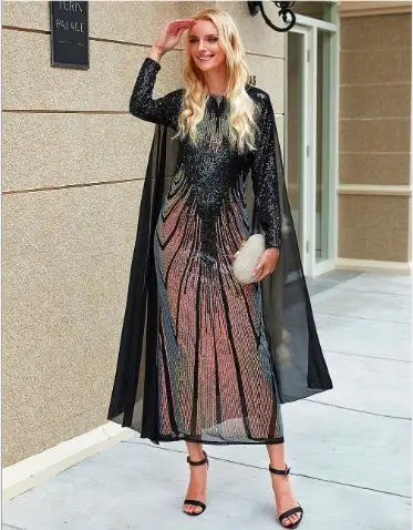 Wedding party sequins Arabian Muslim women Turkish fashion dress | Тематическая одежда и униформа