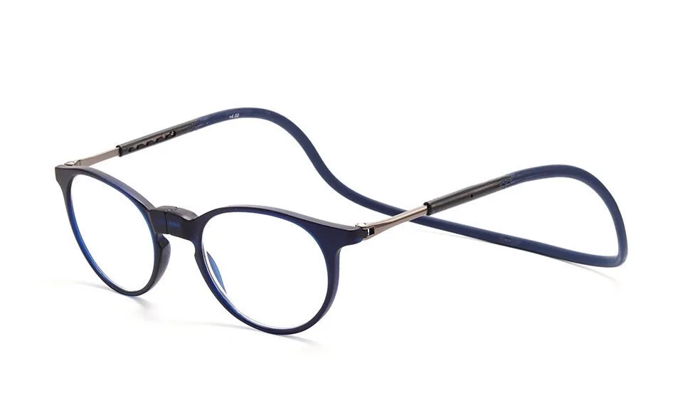 Портативные Висячие очки для чтения, складные магнитные круглые очки для чтения, телескопические зеркальные ножки A0030