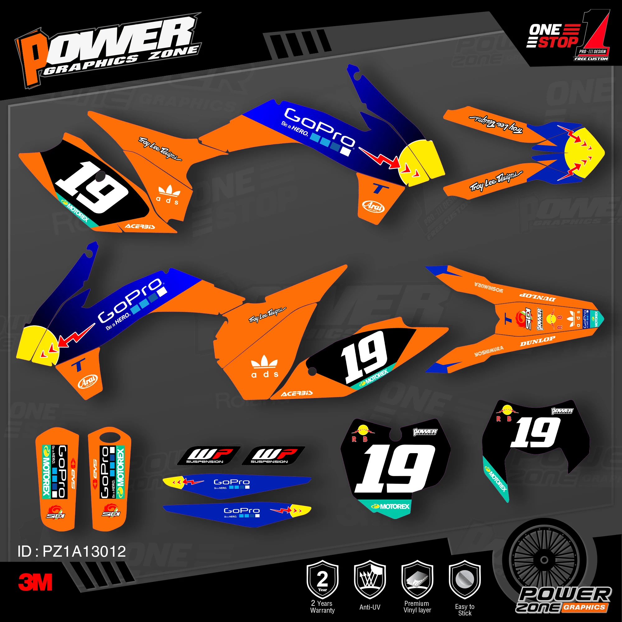 PowerZone пользовательские команды графики фоны наклейки 3m Набор для KTM SXF MX 13 15 EXC XCW
