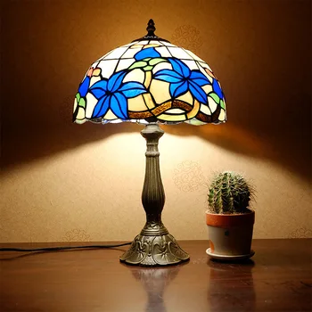

country personality gardenia blue lamp tiffany decoration to the hotel bar desk lamp of bedroom the head of a bed