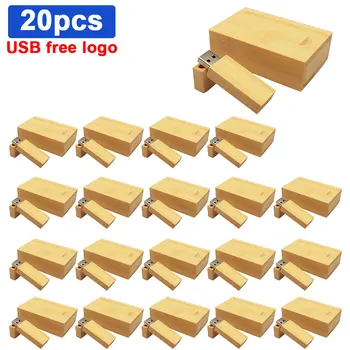 

20pcs/lot free custom logo wooden + Box Personal LOGO pendrive 4GB 16GB 32GB usb2.0 Flash Drive U disk Memory stick wedding Gift