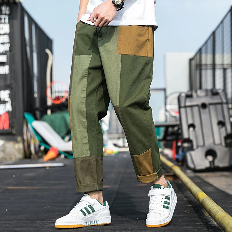 

iiDossan New 2020 Plaid Cargo Pants Men Joggers Men Patchwork Overalls Casual Trousers Japanese Streetwear Pants Harajuku Women