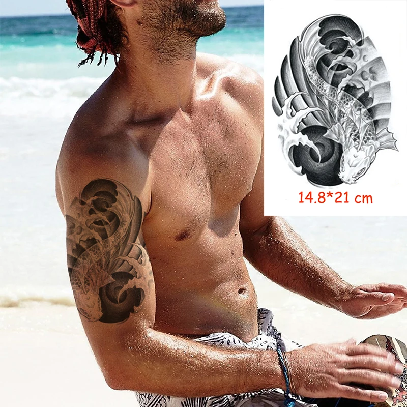 

Waterproof Temporary Tattoo Sticker fish starfish wave shell tatoo Body Art fake tattoos flash tatto Woman Man boy 14.8*21 cm
