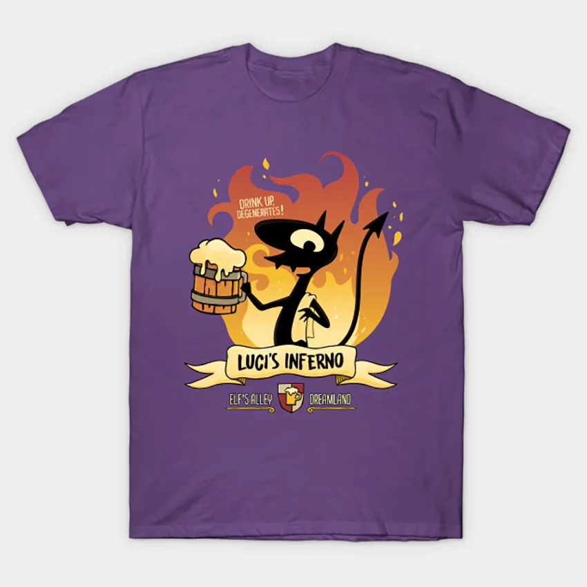 Фиолетовый Luci's Inferno футболка Disenchantment футболка напиток elfo бар luci дьявол алкоголь демон пиво disenchantment - Цвет: Фиолетовый