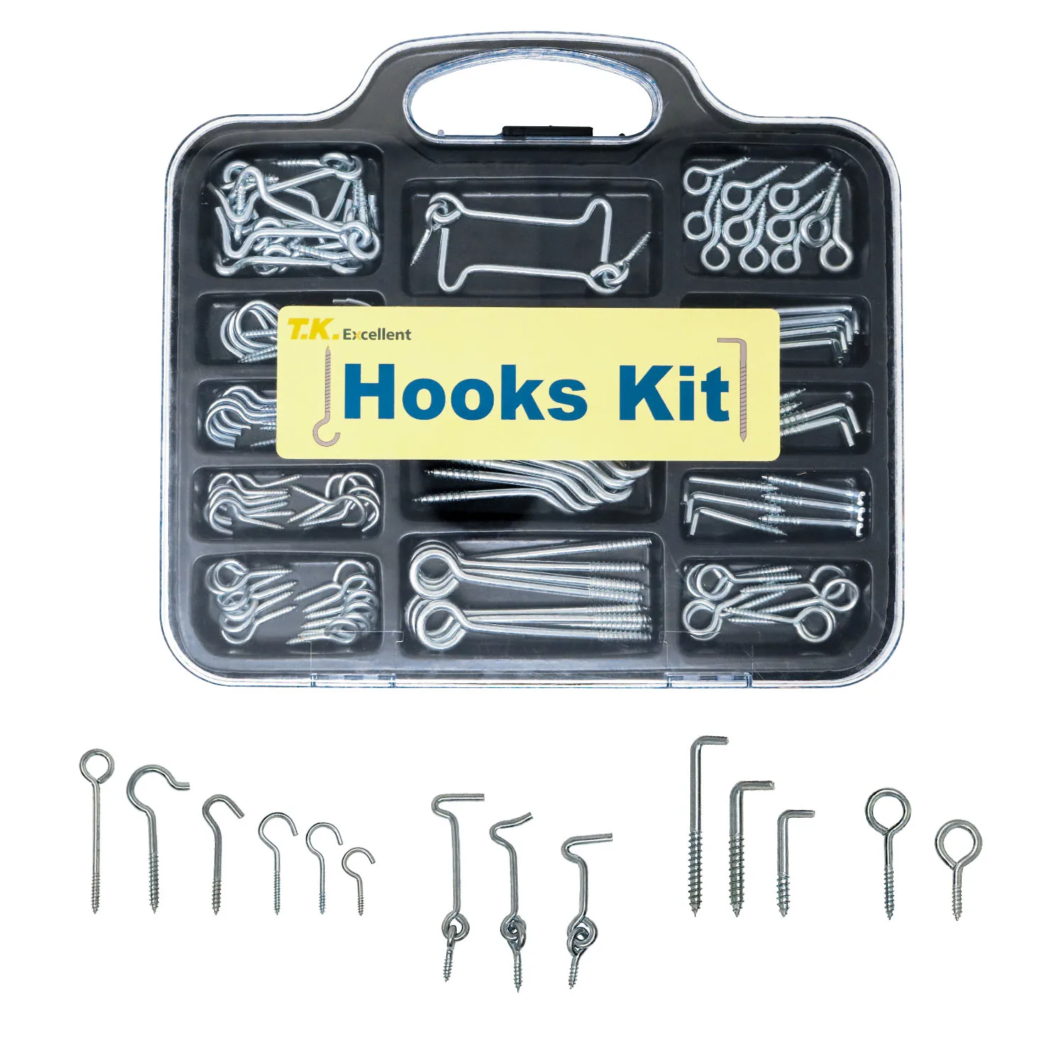 T.K. Excellent 98Pcs Gate Hook and Eye Ceiling Hooks Cup Hooks Screw