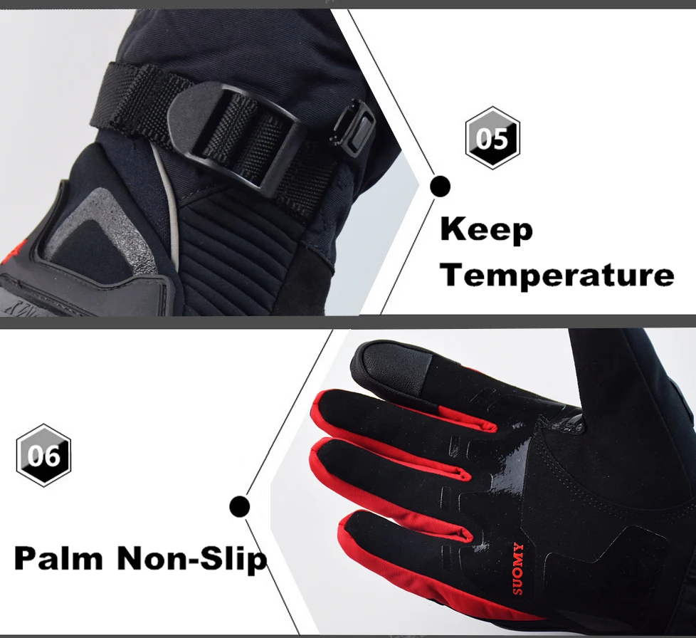 Водонепроницаемый Suomy перчатки Мотоциклетные Перчатки Для женщин Для мужчин Зимние защитные мотоперчатки, Утепленная одежда гоночные перчатки для мотокросса Guanti Moto Estivi