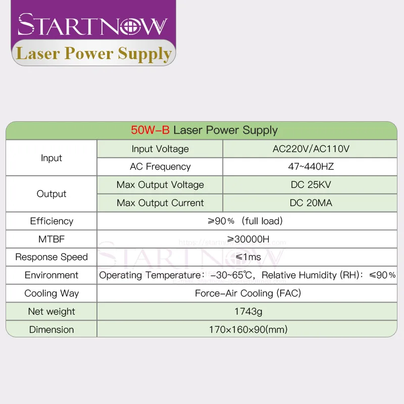 Лазерный источник питания Startnow 50W B CO2 50 Вт 220 В 110 45 55 для лазерной трубки