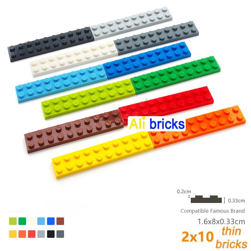 8pcs DIY 빌딩 블록 얇은 피규어 벽돌 2x10 도트 교육 크리 에이 티브 크기 3832 어린이를위한 플라스틱 장난감과 호환 가능