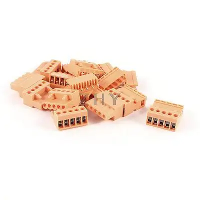 

10 Pcs 5Pin 3.96mm Pitch PCB Mount Screw Terminal Block 300V 10A AWG14-26 Orange