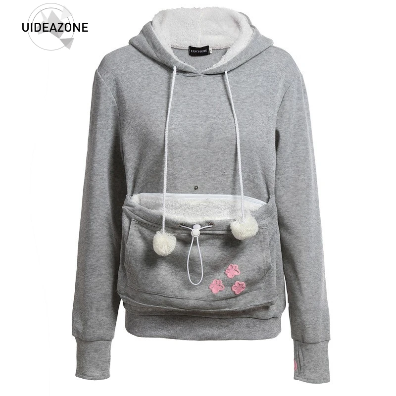 New Women Dog Pet Sweatshirt Hoodies Tops Cat Lovers hooded sweatshirt With Cuddle Pouch For Casual Kangaroo Pullovers With Ears - Цвет: WA02575