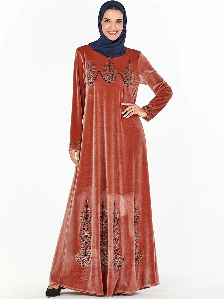 Элегантное бархатное мусульманское платье макси Vestidos кардиган-кимоно длинные халаты шикарные Jubah Ближний Восток Eid Рамадан исламский