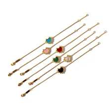 Luxury Brand Fashion Vintage Small natural stone heart round nail edge Bracelet For Women High Quality