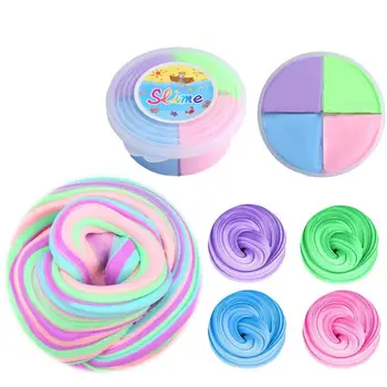 

120ml fluffy Slime Four Solid Colors included Soft Stretchy and Non Sticky DIY Sludge Toy Gifts for Girls and Boys
