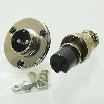 

DHL/EMS 20 pcs connector M 16mm 2Pin metal audio cable aviation flange panel power chassis -d2