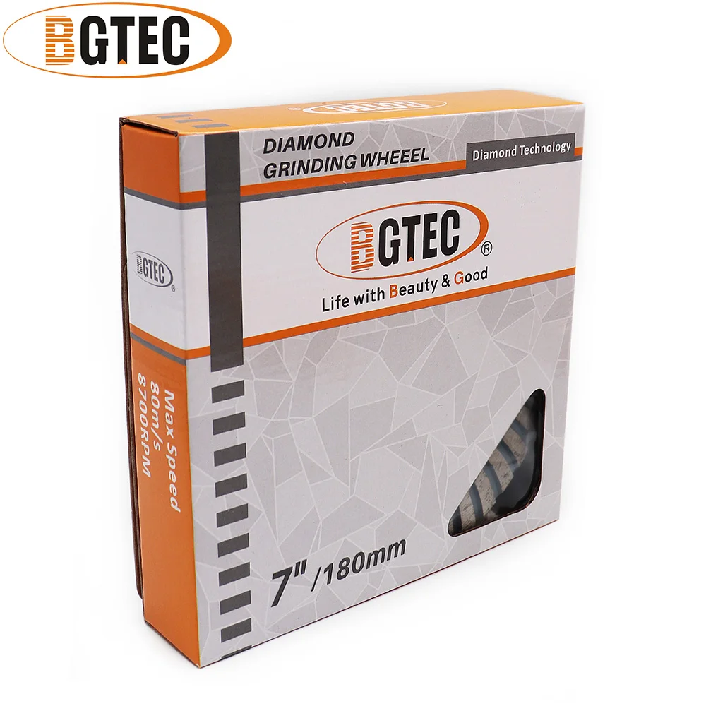 BGTEC 1pc 4'' 4.5'' 5'' 7'' diamond grinding wheels 5/8-11 Thread grinding disc for marble, concrete, construction material