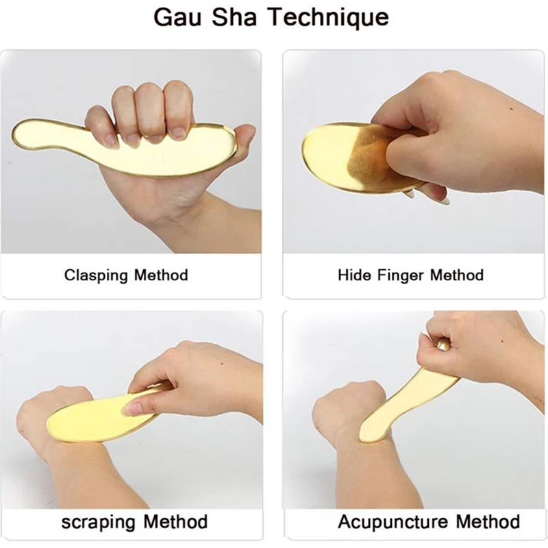 Чистая латунь Gua Sha доска инструмент для массажа тела Иглоукалывание очищающий массажер земснаряд Меридиан назад шеи груди выскабливание здоровье SPA