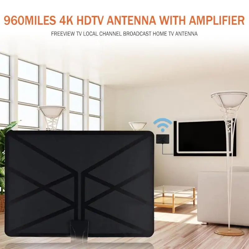 960 Miles ТВ Антенна Крытый усиленная антенна цифрового ТВ 4K HD DVB-T Freeview tv для местных каналов вещания домашнего телевидения