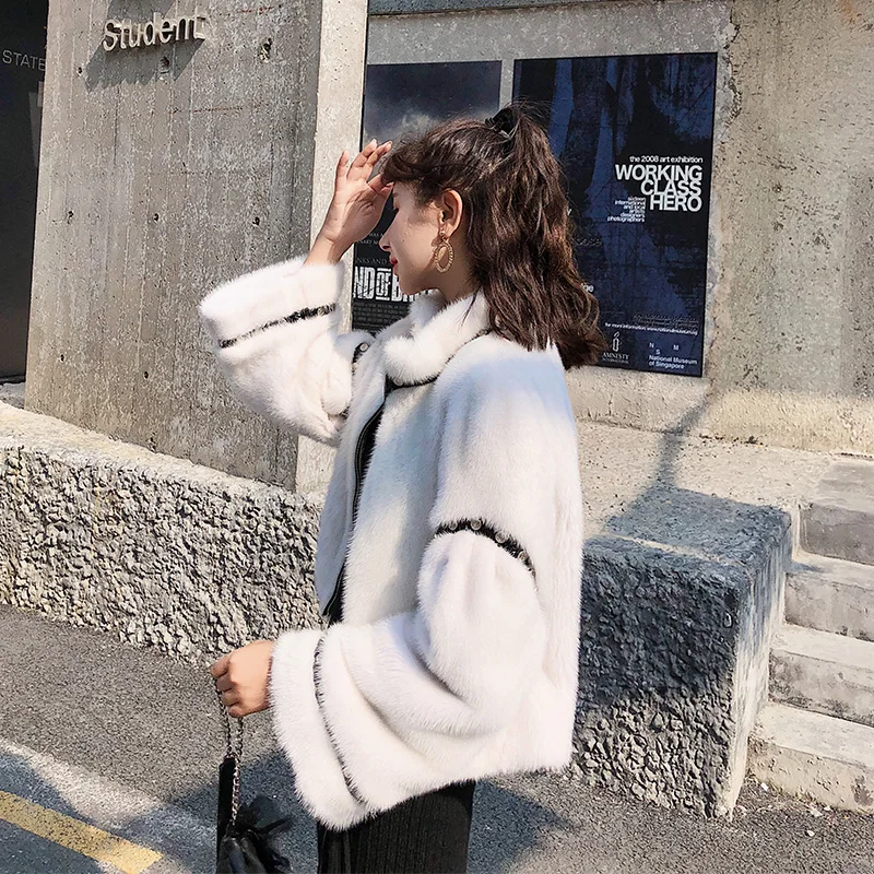 Winter Coat Women Real Fur Coat Women Clothes Short Mink Fur Coat Korean Rivet Parka Real Fur Abrigo Mujer 2018888 YY2228