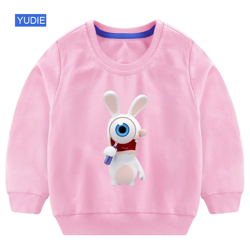 Boys Girls Baby Print Hoodies Sweatshirts 2T Crazy Rabbit Cartoon Sweatshirts Children O-Neck Long Sleeves Sweatshirts 2T-8T - Цвет: Sweatshirts