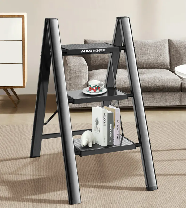 Multifunctional 4-step folding ladder aluminum alloy herringbone ladder telescopic ladder portable step stool shelf ladder light kidde smoke and carbon monoxide