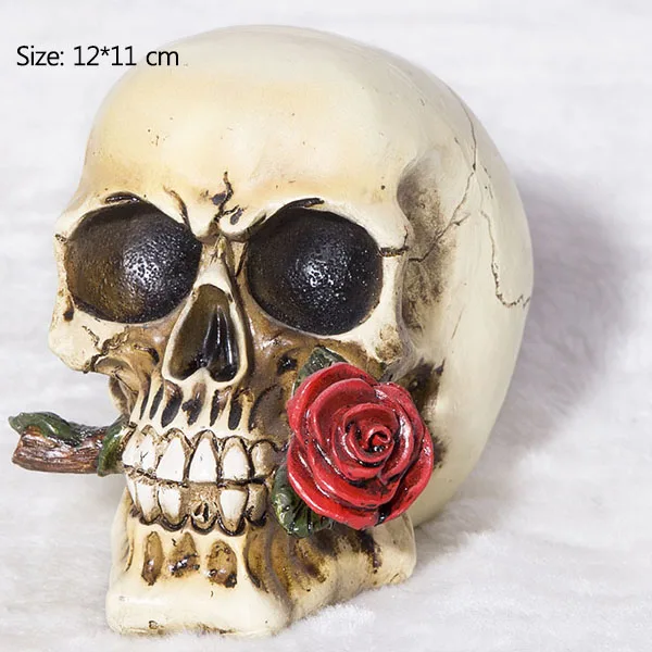 Rose Skull Strongwell пиратский череп статуи скульптуры Смола Хэллоуин предмет интерьера человеческий головной убор череп размер 1:1 модель - Цвет: Rose Skull