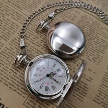 Новое поступление серебряные гладкие кварцевые карманные часы брелок цепочка Лучший подарок для мужчин и женщин модные стимпанк римские цифры reloj de bolsillo
