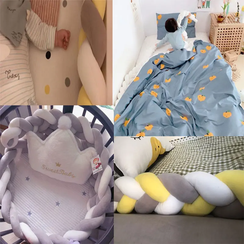 Baby Bed Crib Side Bumper Newborn 2M Infant Cot Plush Bed Protect Braid Bumper Baby Bedding Baby Ro