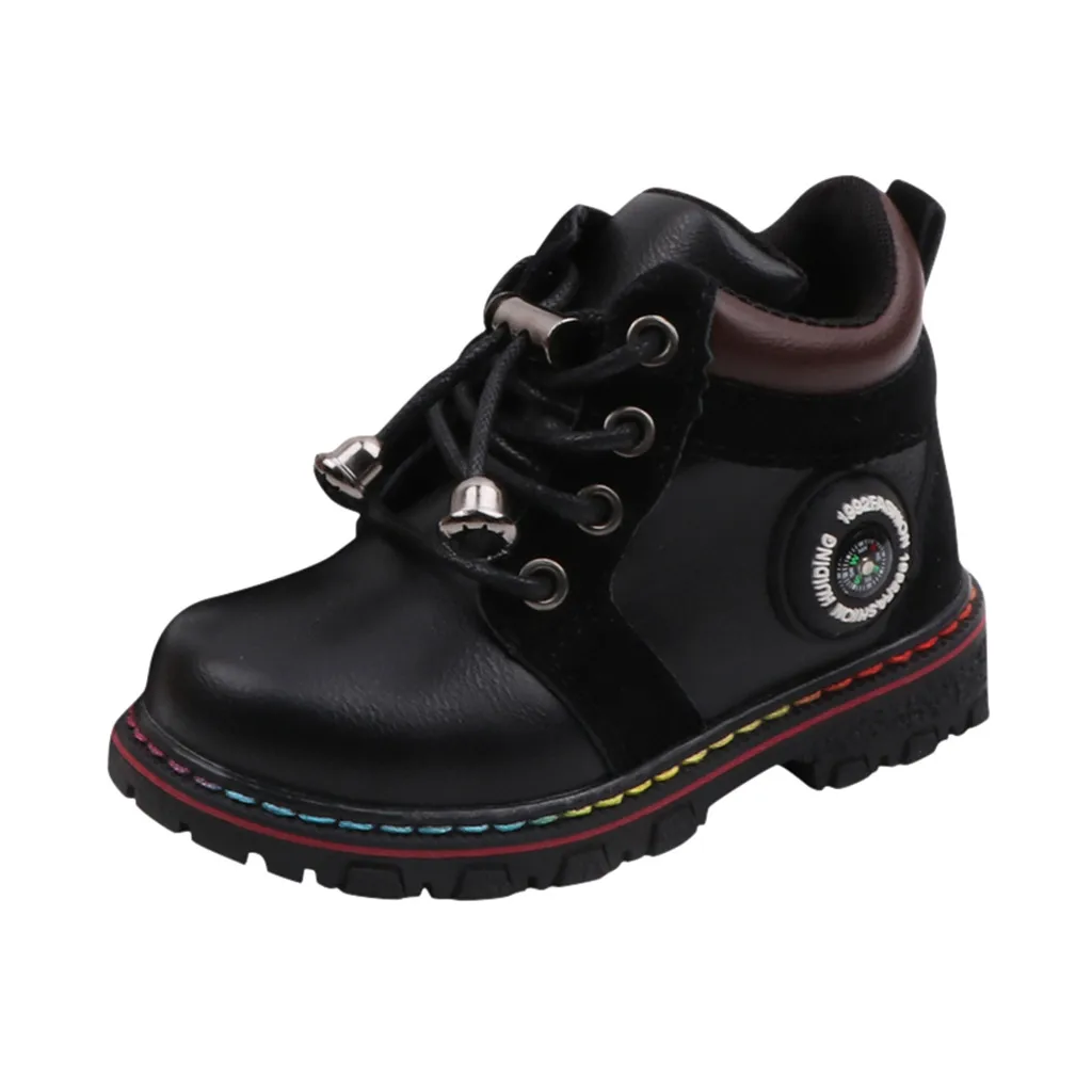 Детские ботинки для мальчиков и девочек; зимняя детская обувь в стиле ретро для малышей; короткие ботиночки; зимние теплые ботиночки на шнуровке для малышей