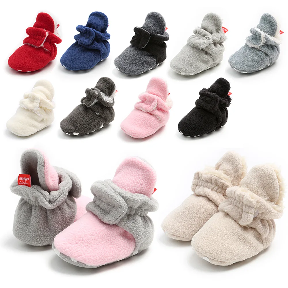 Winter Fleece Lining Baby Booties 0-1 Years Shoes Infant Toddler First Walkers Soft Sole Foot Socks |