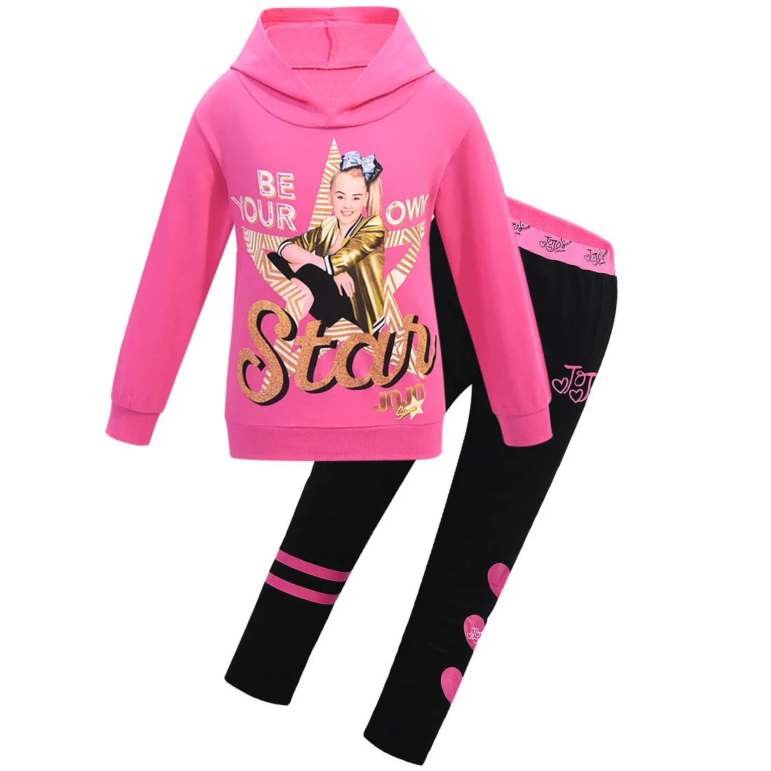 7220set-rose JOJO Siwa/комплекты для маленьких детей зимняя одежда футболка+ штаны с длинными рукавами, комплект молнии, весенние толстовки 2 предмета, рождественские наряды для девочек-подростков - Цвет: 7220set-rose