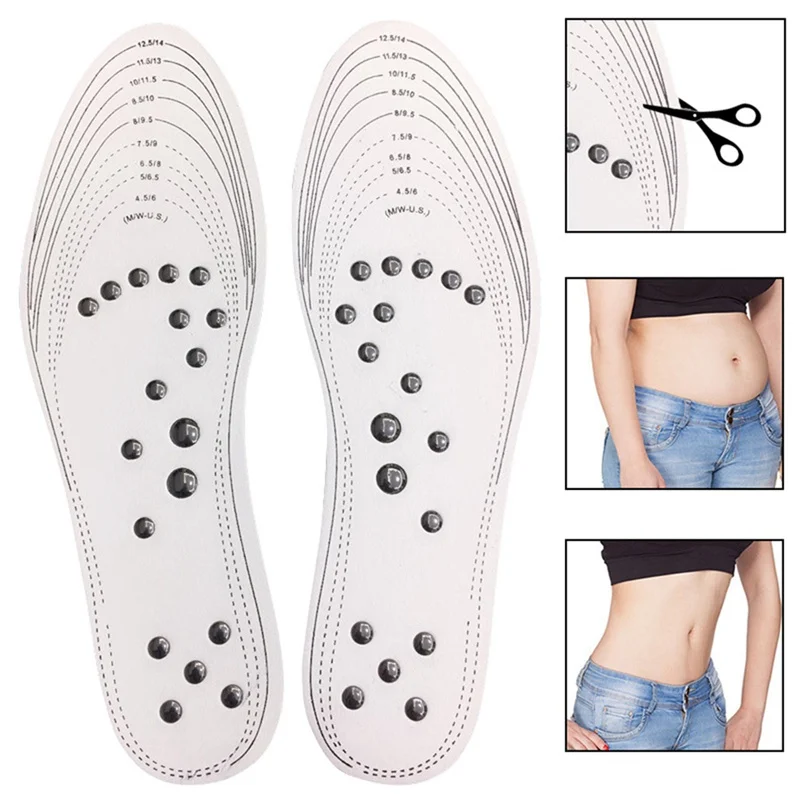 1 пара Acupressure стельки для похудения Массажер Для Ног Магнитная терапия потеря веса для ног Массажная стелька